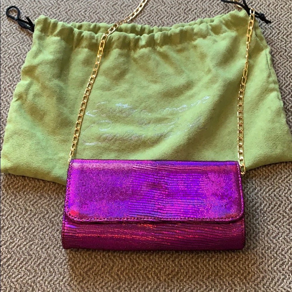 Carlos Falchi pink metallic purse